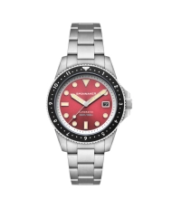 Montre automatique en acier inoxydable, sangria red, argenté - CROFT PIONEER AUTOMATIC - SP-5136-44