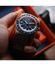 Reloj de buceo automático en acero, azul, plateado, naranja - FLEUSS GMT AUTOMATIC - SP-5120-88