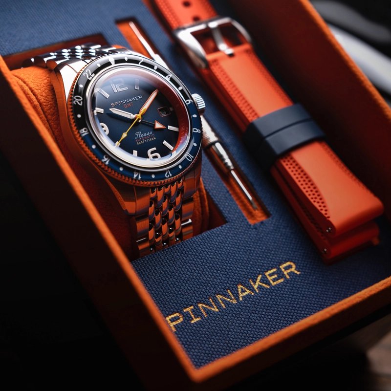 Montre de plongée automatique en acier inoxydable, bleu, argenté, orange - FLEUSS GMT AUTOMATIC - SP-5120-88