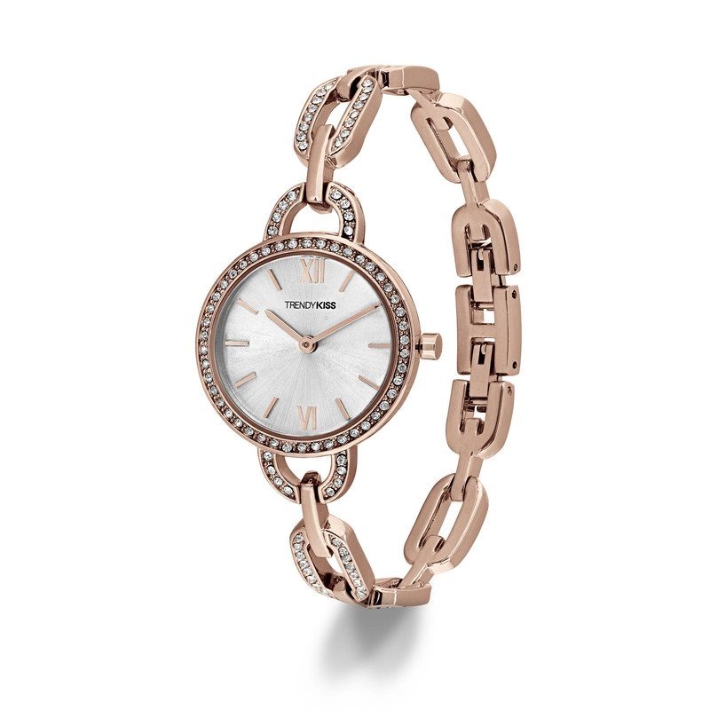 Reloj de cuarzo en metal y acero, oro rosa, plata - Jeanne - TMRG10148-03