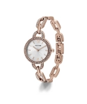 Montre quartz en métal et acier inoxydable, rose doré, silver - Jeanne - TMRG10148-03