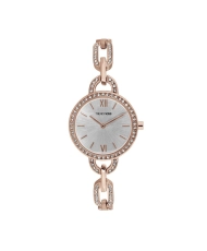 Reloj de cuarzo en metal y acero, oro rosa, plata - Jeanne - TMRG10148-03