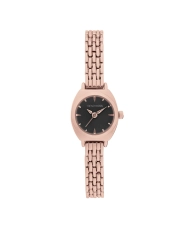 Reloj de cuarzo de metal, negro, oro rosa - Judith - TMRG10136-03