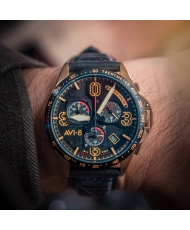 Reloj cronógrafo en acero inoxidable y piel - P51 MIUSTANG D-DAY 80 LIMITED EDITION - AV-4077-06