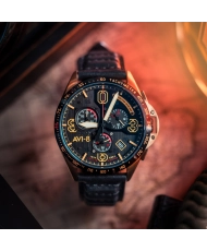 Reloj cronógrafo en acero inoxidable y piel - P51 MIUSTANG D-DAY 80 LIMITED EDITION - AV-4077-06