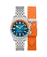 Herrenuhr aus Edelstahl, Schwarz, Blau, Orange, Silber – BRADNER GMT – SP-5121-AA