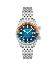 Herrenuhr aus Edelstahl, Schwarz, Blau, Orange, Silber – BRADNER GMT – SP-5121-AA