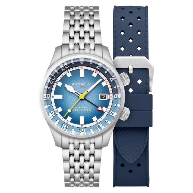 Montre Homme en Acier inoxydable, Bleu, Bleu Foncé, Argenté - BRADNER GMT - SP-5121-88