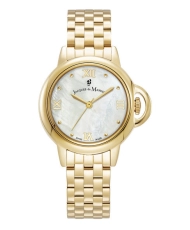 Foto frontal del reloj suizo para mujer en acero inoxidable y oro blanco pulido - Grace - JACQUES DU MANOIR | JWL02504