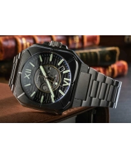 Photo 2 setting in context of this Men's Skeleton Watch in Grey, Black Stainless Steel - ARMOURY SKELETON AUTOMATIC - EARNSHAW