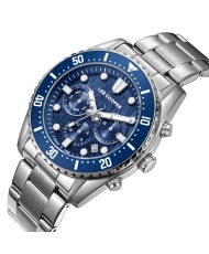 Montre Multifonction en Métal, Argenté, Bleu - LC08101.390