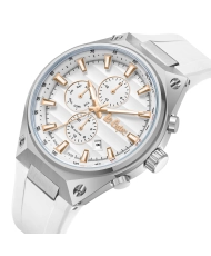 Montre Multifonction en Silicone, Argenté, Blanc - LC08063.333