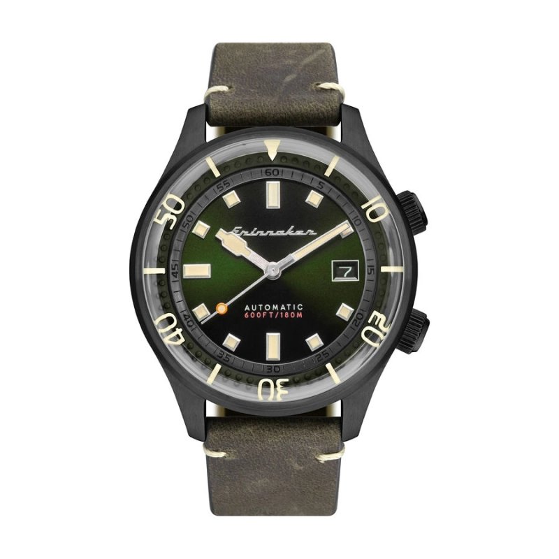 Photo de face de cette Montre Homme en Noir, Vert BRADNER - SPINNAKER | SP-5062-04