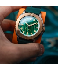 Montre de plongée Automatique en Silicone, Vert, Titane, Bronze - HULL TITANIUM BRONZE AUTOMATIC LAPIDARY - SP-5145-02