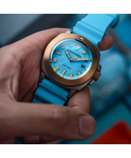 Montre de plongée Automatique en Silicone, Bleu, Turquoise - HULL TITANIUM BRONZE AUTOMATIC LAPIDARY - SP-5145-04