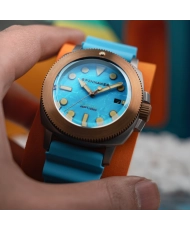 Montre de plongée Automatique en Silicone, Bleu, Turquoise - HULL TITANIUM BRONZE AUTOMATIC LAPIDARY - SP-5145-04