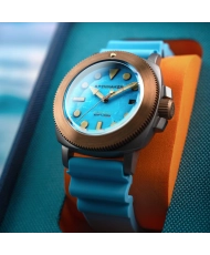 Montre de plongée Automatique en Silicone, Bleu, Turquoise - HULL TITANIUM BRONZE AUTOMATIC LAPIDARY - SP-5145-04