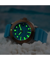 Montre de plongée Automatique en Silicone, Bleu, Turquoise - HULL TITANIUM BRONZE AUTOMATIC LAPIDARY - SP-5145-04