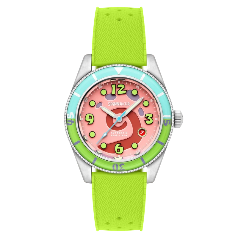 Automatische Taucheruhr aus Silikon, Orange, Silber, Gelb, Orange - FLEUSS AUTOMATIC Pink Gary SPONGEBOB - SP-5151-01