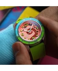 Automatische Taucheruhr aus Silikon, Orange, Silber, Gelb, Orange - FLEUSS AUTOMATIC Pink Gary SPONGEBOB - SP-5151-01