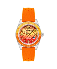 Automatic Silicone Diver's Watch, Orange, Silver, Yellow, Orange - FLEUSS AUTOMATIC SPONGEBOB SQUAREPANTS - SP-5151-04