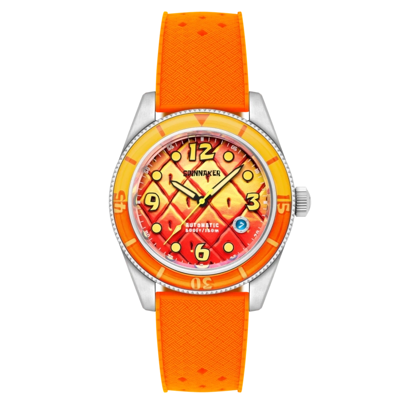 Automatic Silicone Diver's Watch, Orange, Silver, Yellow, Orange - FLEUSS AUTOMATIC SPONGEBOB SQUAREPANTS - SP-5151-04