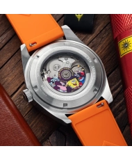 Reloj automático de buceo de silicona, naranja, plata, amarillo, naranja - FLEUSS AUTOMATIC SPONGEBOB SQUAREPANTS - SP-5151-04