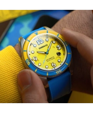 Automatic Silicone Diver's Watch, Yellow, Silver, Blue - FLEUSS AUTOMATIC SPONGEBOB SQUAREPANTS CONCH ST - SP-5151-03