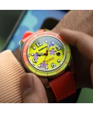 Reloj de buceo automático de silicona, plateado, rosa y verde - FLEUSS AUTOMATIC SPONGEBOB SQUAREPANTS CONCH ST - SP-5151-02