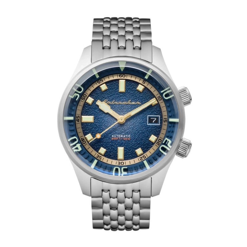 Foto frontal de este reloj para hombre en acero 316L Azul, Gris BRADNER - SPINNAKER | SP-5062-22