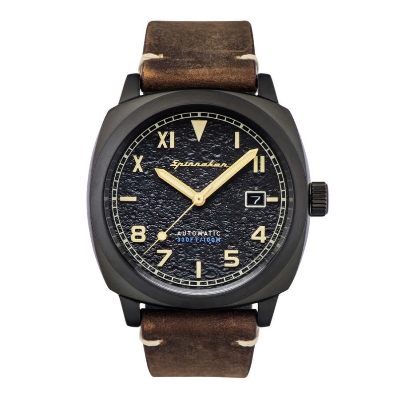 Front photo of this Men's Watch in Brown Stainless Steel, Black Hull California - SPINNAKER | SP-5071-03