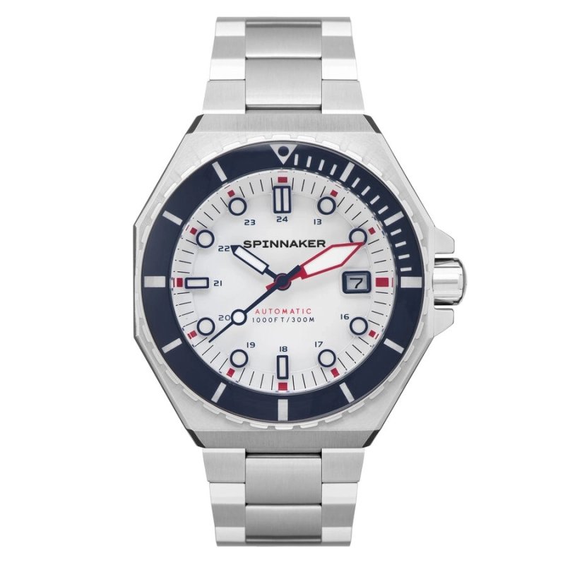 Photo 2 de cette Montre de plongée Homme en Acier inoxydable Blanc, Gris DUMAS AUTOMATIC - SPINNAKER | SP-5081-HH