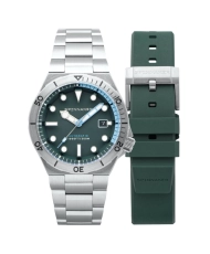 Front photo of this BOETTGER AUTOMATIC - SPINNAKER | SP-5083-EE Men's Stainless Steel Grey, Green Diving Watch