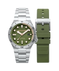 Front photo of this BOETTGER AUTOMATIC - SPINNAKER | SP-5083-FF Grey, Green Stainless Steel Men's Diving Watch