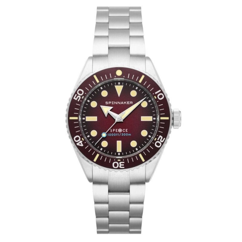 Front photo of this SPENCE - SPINNAKER Men's Stainless Steel Grey, Red Diving Watch | SP-5097-55