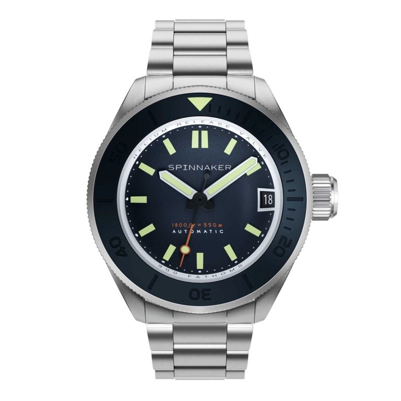 Photo de face de cette Montre de plongée Homme en Acier inoxydable 316L Bleu, Gris NEW PICCARD - SPINNAKER | SP-5098-22