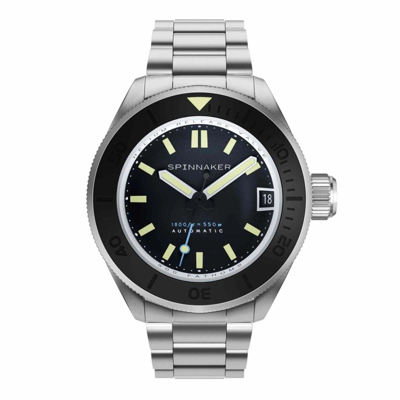 Front photo of this NEW PICCARD - SPINNAKER | SP-5098-33 Grey, Black 316L Stainless Steel Men's Diving Watch