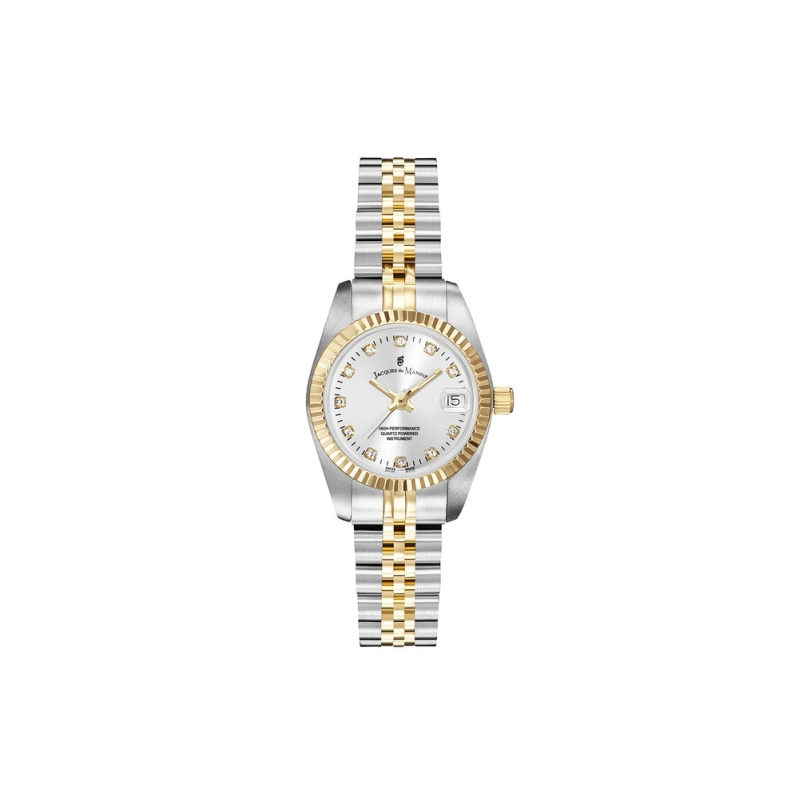 Front photo of the Swiss Women's Watch in Grey, Gold Stainless Steel - Inspiration - JACQUES DU MANOIR | NRO.08