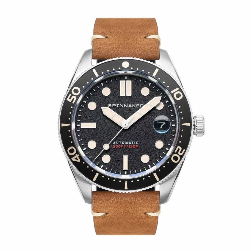 Photo de face de cette Montre Homme en Acier inoxydable Marron, Noir CROFT MID-SIZE - SPINNAKER | SP-5100-01