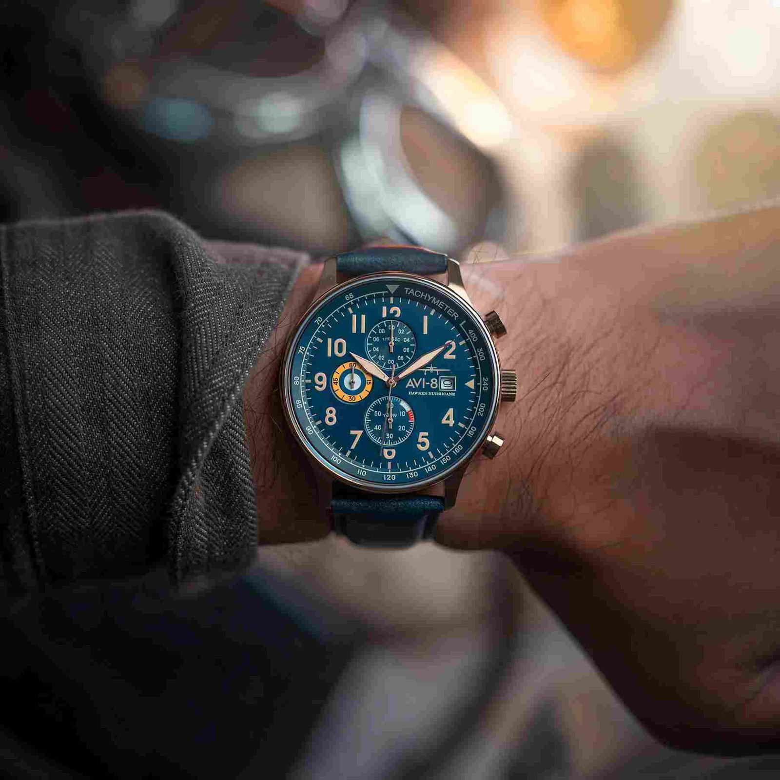 AVI-8 | Montre Aviation en Acier inoxydable Bleu Régent Hawker Hurricane - AV-4011-0Q