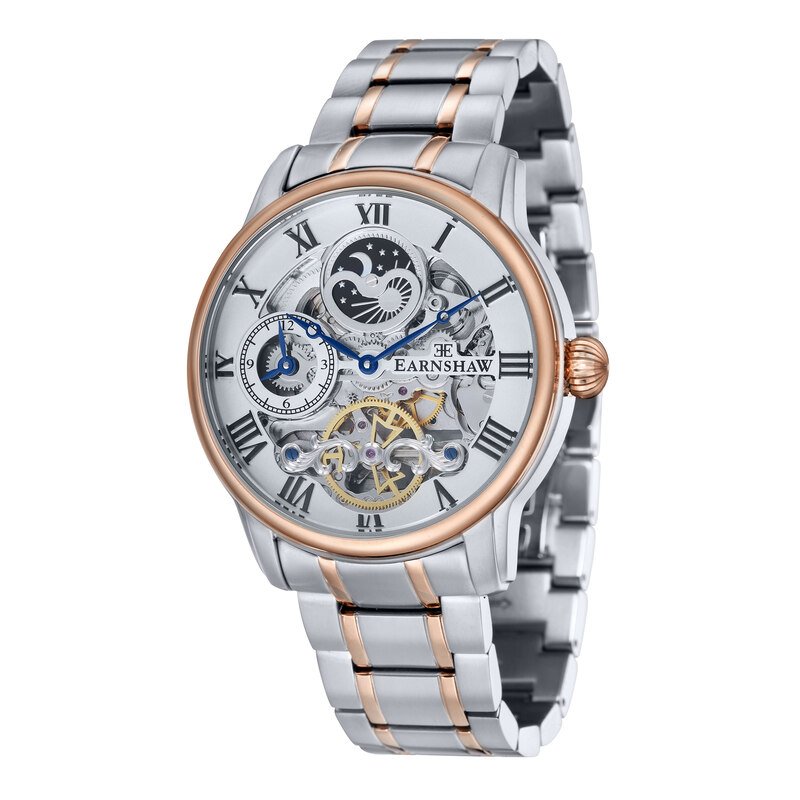 Montre Squelette Homme en Acier inoxydable Gris, Rose - Longitude - EARNSHAW | ES-8006-33