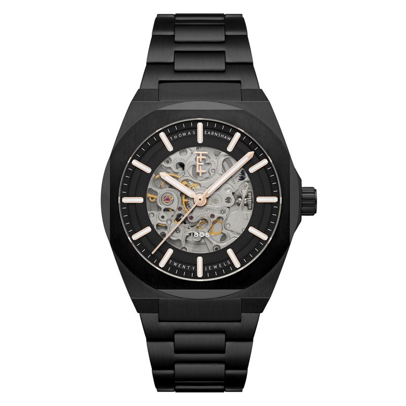 Montre Squelette Homme en  Noir - FOWLER SKELETON AUTOMATIC - EARNSHAW | ES-8263-55