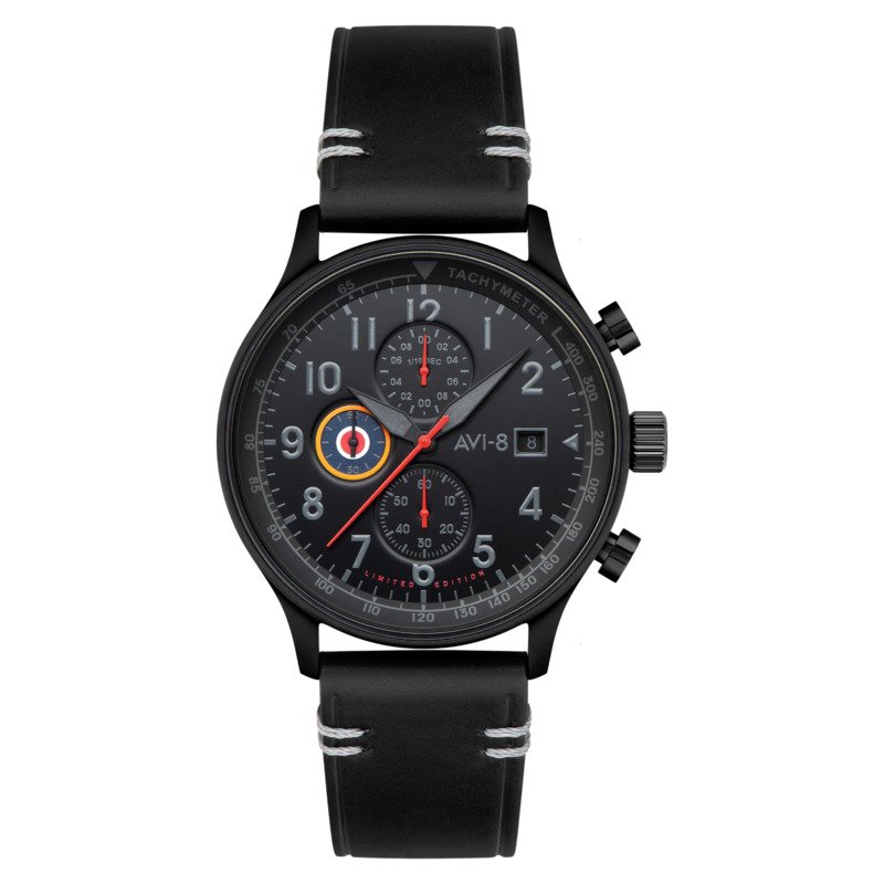 Montre Chronographe Homme en Acier inoxydable, Cuir, Noir - HAWKER HURRICANE LIMITED EDITION - AV-4011-0T - AVI-8