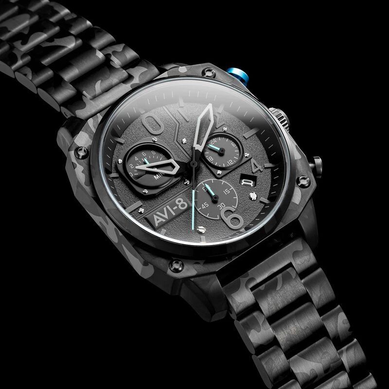 Montre Chronographe Homme en Acier inoxydable, Noir, Gris - HAWKER HUNTER - AV-4052-11 - AVI-8