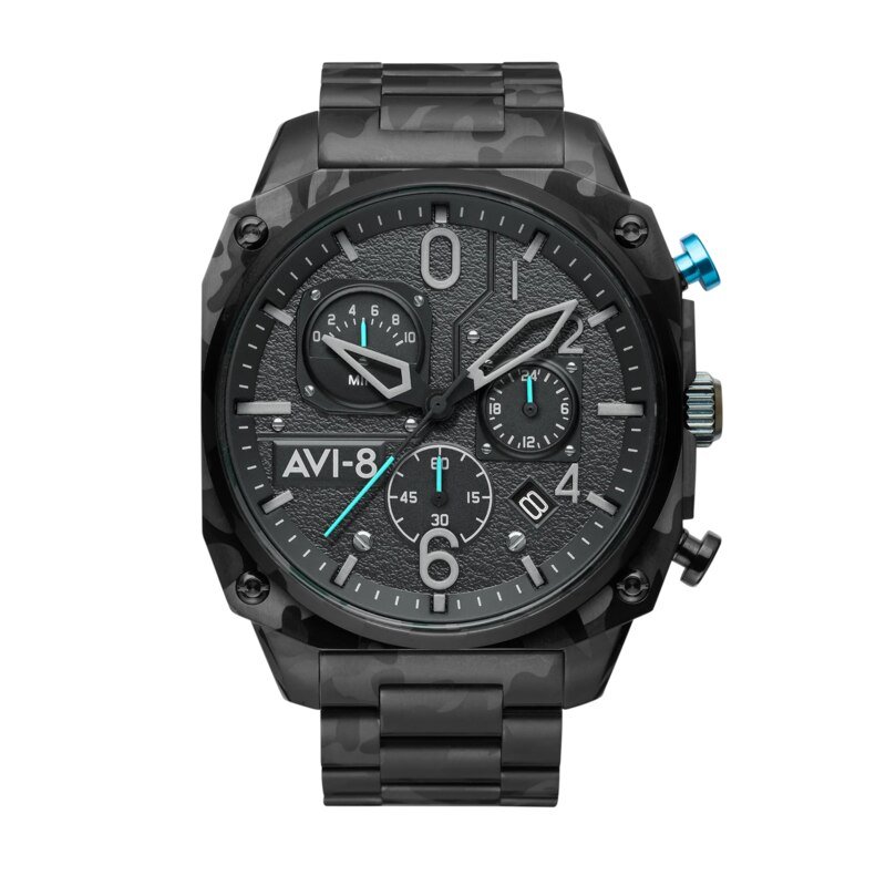 Montre Chronographe Homme en Acier inoxydable, Noir, Gris - HAWKER HUNTER - AV-4052-11 - AVI-8