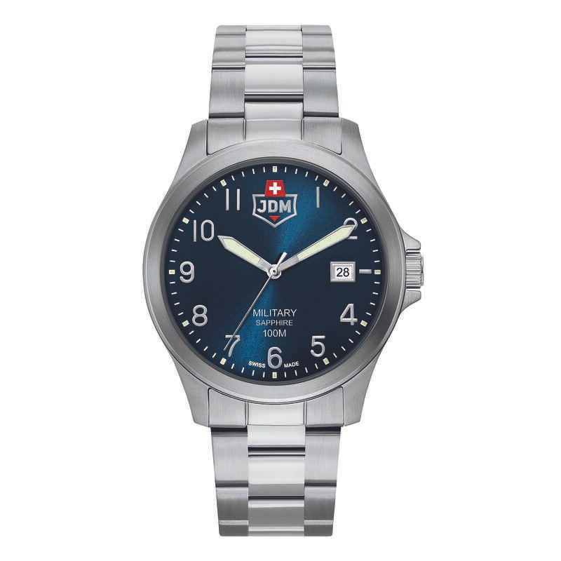 Montre Suisse Homme en Acier inoxydable, Bleu, Argenté - ALPHA I - JDM-WG001-05 - JDM - Military