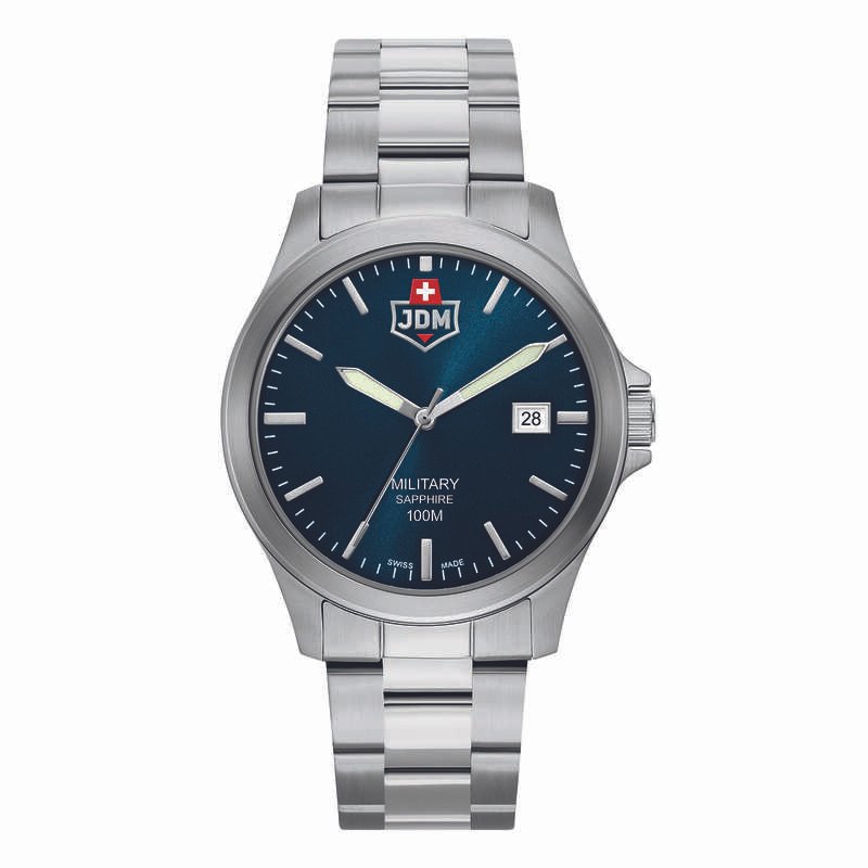 Montre Suisse Homme en Acier inoxydable, Bleu, Argenté - ALPHA II - JDM-WG005-03 - JDM - Military