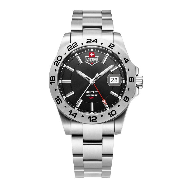 Montre Suisse Homme en Acier inoxydable, Noir, Argenté - DELTA 24 - JDM-WG018-02 - JDM - Military