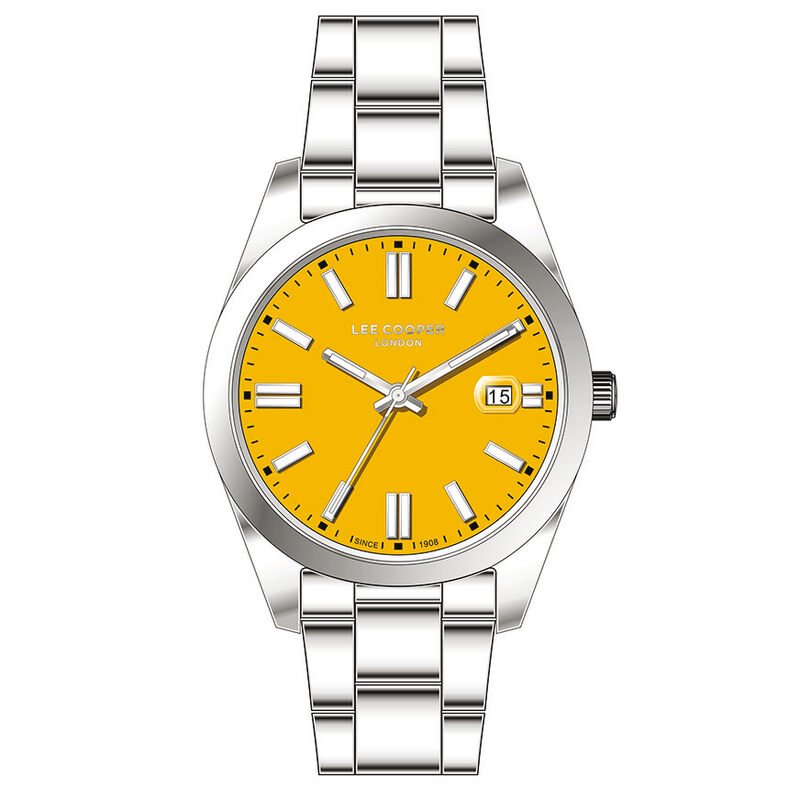 Women's Quartz Metal Watch, Yellow, Silver - LC07566.310 - LEE COOPER