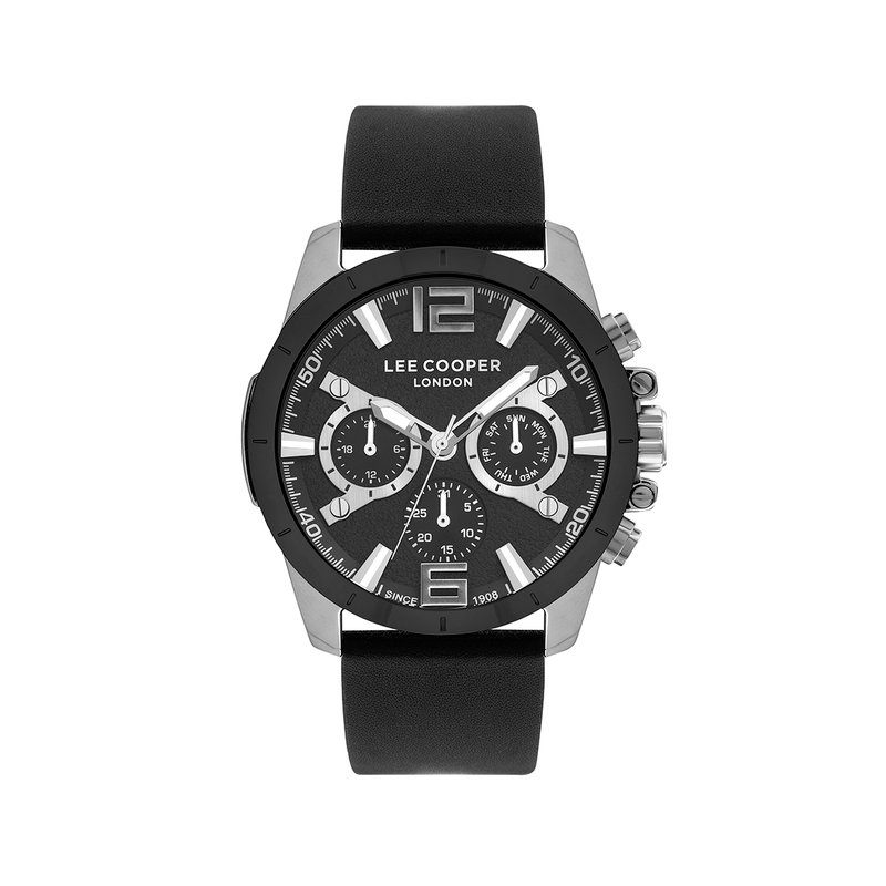 Quartz watch in metal and leather, silver, black - LC07613.351 from the LEE COOPER LONDON brand